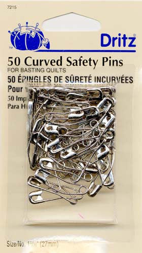 SAFETY PIN CURVED SZ 1 NICKEL 