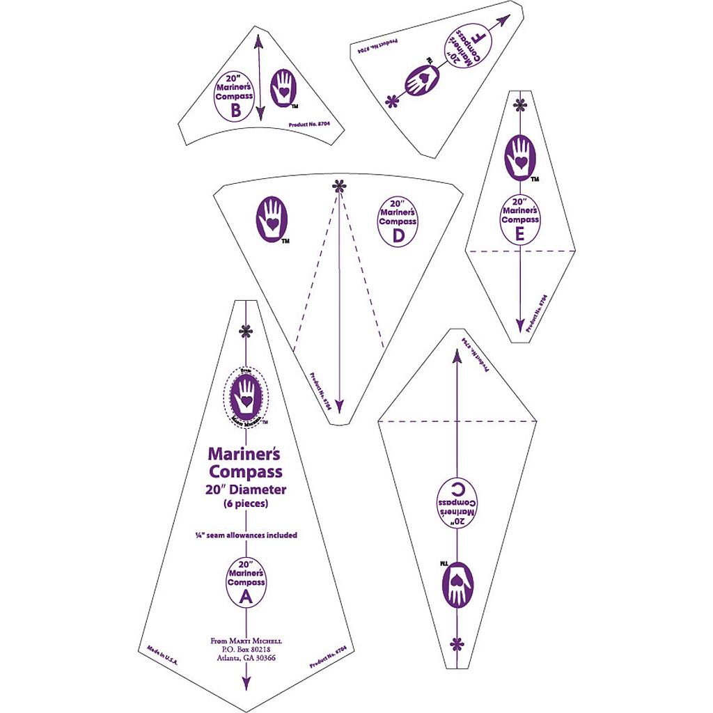 Mariner's Compass 6 pcs Template Set (20" circle) by Marti Michelle