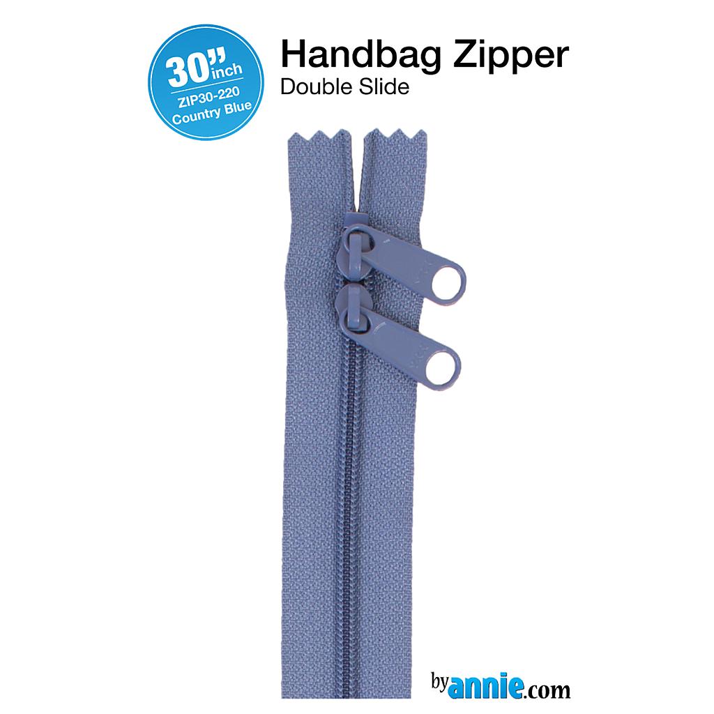 ZIP30-220, 30" Handbag Zippers - Double-slide (Country Blue) ByAnnie