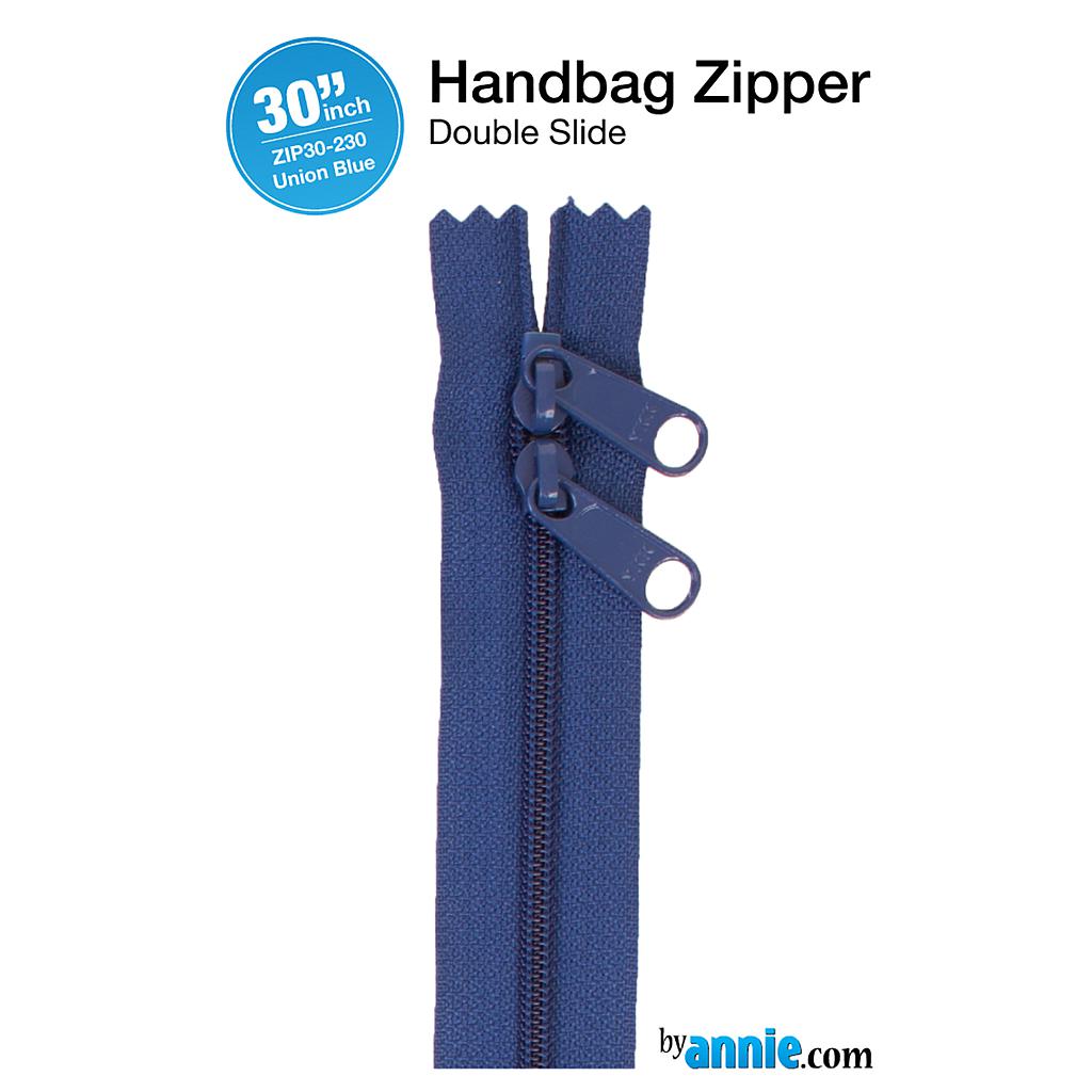 ZIP30-230, 30" Handbag Zippers - Double-slide (Union Blue) ByAnnie